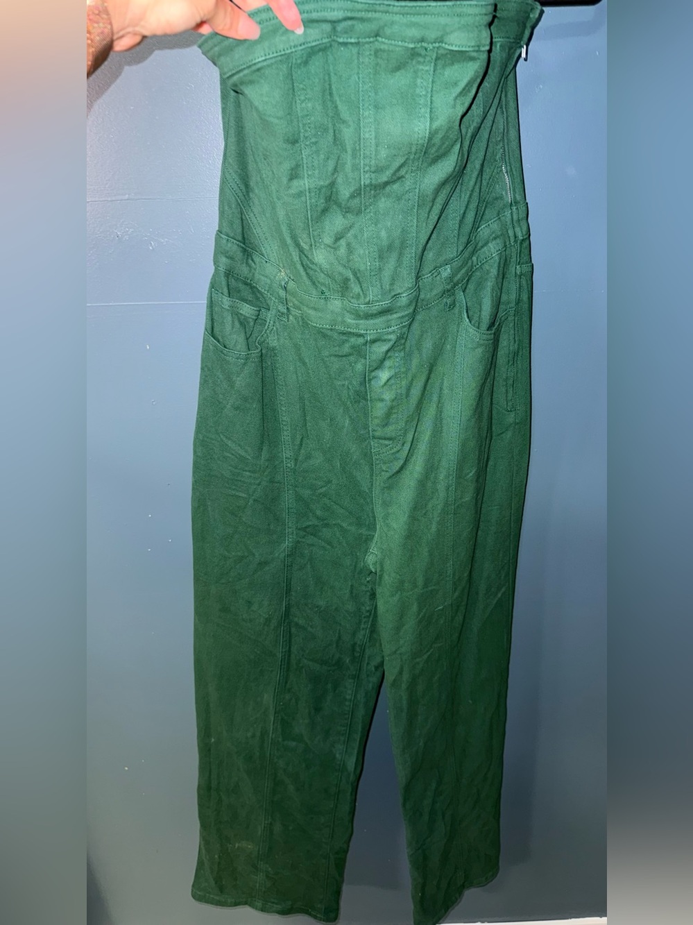 Fashion Nova Forest Green Strapless Jumpsuit